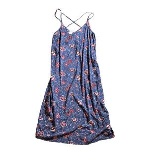 GAP Floral Spaghetti Strap Criss-Cross Racerback Dress in Red, White, and Blue